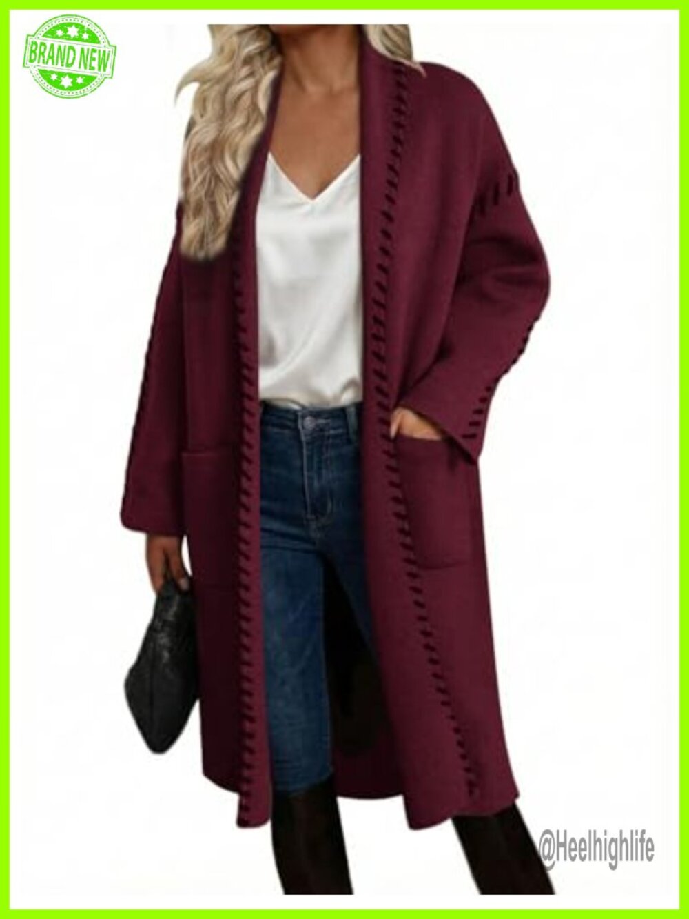 Womens Oversized Chunky Knit Long Cardigan Sweater Coatigan with Pockets